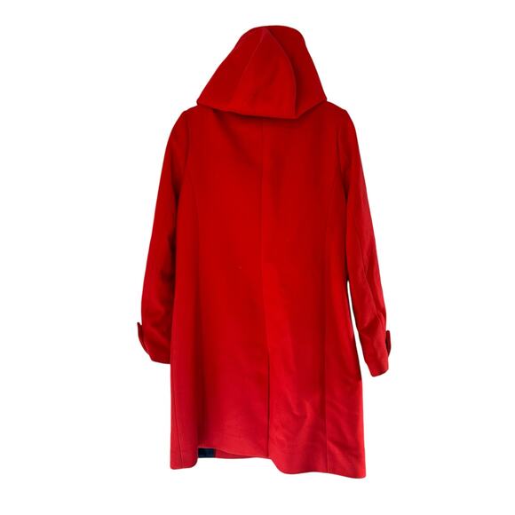 J.Crew Red Fall Winer Outdoor Convertible Wool Toggle Coat Hooded Coat Size 4 - Picture 2 of 16